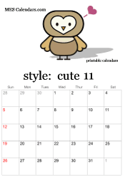 November cute character calendar