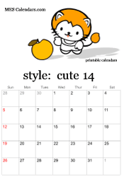 printable cute character calendar