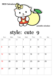 September cute character calendar