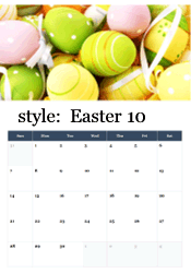 October Easter calendar with bright decorated eggs