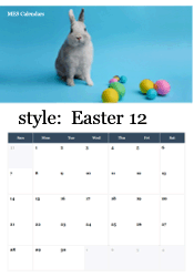 December Easter calendar with bunny and colorful eggs