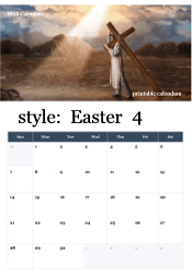 April Easter calendar with cross and divine light