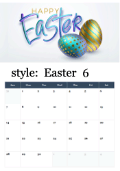 June Easter calendar with 3D decorated eggs
