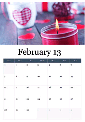 Red candle with heart-decorated mug and decorative elements - cozy romantic February calendar