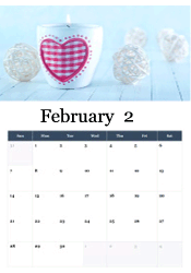 White candle with pink checkered heart design surrounded by decorative balls - cozy Valentine February calendar