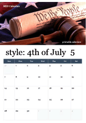 May patriotic calendar with Constitution and gavel
