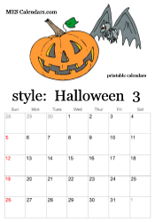 October 2019 Calendar Halloween Coloring