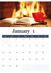 Cozy fireplace January calendar