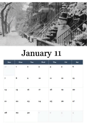 Snowy city January calendar