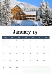 Mountain lodge January calendar