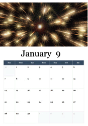 New Year fireworks January calendar