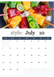 Colorful summer popsicles July calendar