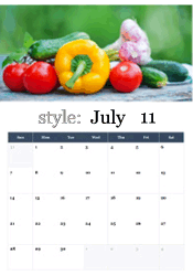 Fresh summer vegetables July calendar
