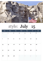 Summer golf course July calendar