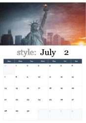 Statue of Liberty patriotic July calendar