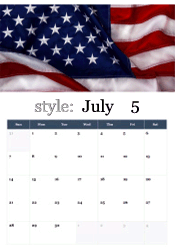 American flag Independence Day July calendar