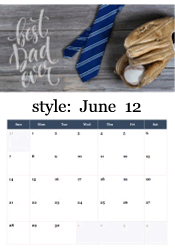 Best Dad Ever Father's Day June calendar