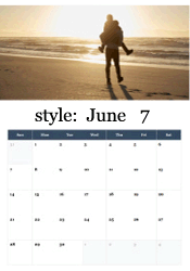 Romantic beach sunset June calendar