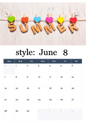 Summer celebration June calendar
