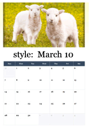 Two adorable baby lambs in spring meadow - cute spring animals March calendar