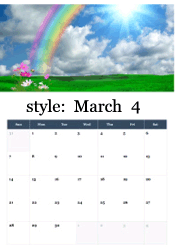 Vibrant rainbow over green hills with wildflowers - St. Patrick's Day spring March calendar