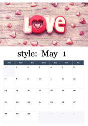 Love letters with pink hearts on rustic wood - Mother's Day love May calendar