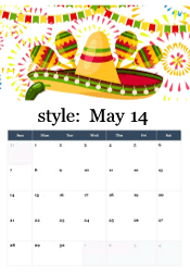 Yellow sombrero with maracas and festive decorations - vibrant Cinco de Mayo May calendar