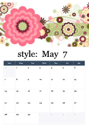 Decorative pink and brown retro flower design - artistic spring May calendar