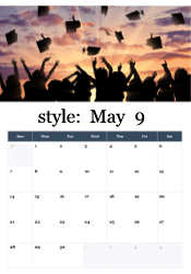 Graduation caps tossed in air at sunset - achievement celebration May calendar