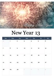 Golden sparkler fireworks display with Happy New Year text - spectacular celebration calendar