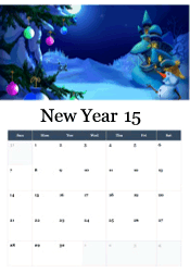 Magical winter village with snowman and glowing houses under moonlight with Christmas tree - enchanting holiday calendar