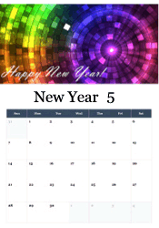 Vibrant rainbow disco tunnel with sparkles and Happy New Year text - colorful celebration calendar