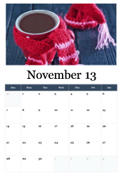 Cozy hot chocolate with red knit scarf November calendar