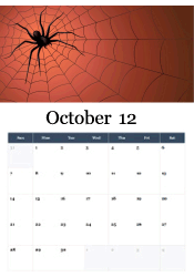 Spider web Halloween October calendar