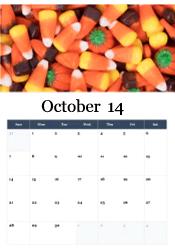 Colorful candy corn October calendar