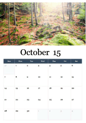 Mossy autumn forest October calendar