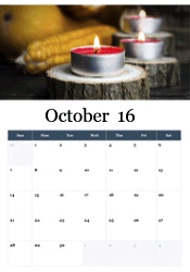 Cozy autumn candles with corn October calendar