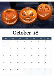 Carved jack-o-lanterns October calendar