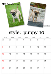 October puppy photo calendar