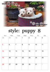 August puppy photo calendar