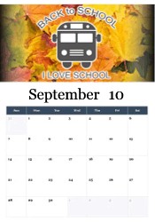 Back to school bus calendar