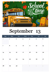 School time autumn bus calendar