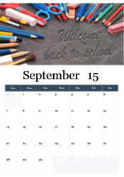 Welcome back school supplies calendar