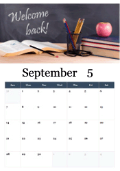 Welcome back to school books calendar