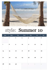 Relaxing beach hammock summer calendar