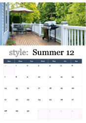 Backyard BBQ deck summer calendar