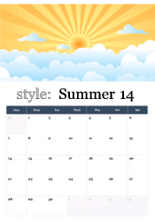 Bright sunny sky summer calendar