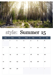 Sunny forest path summer calendar