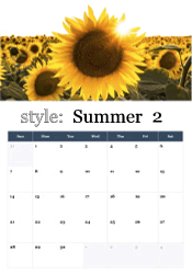 Sunflower field summer calendar