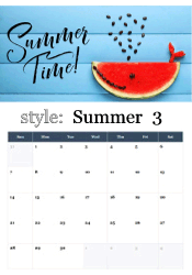 Summer time watermelon calendar